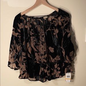 Black velvet blouse size small